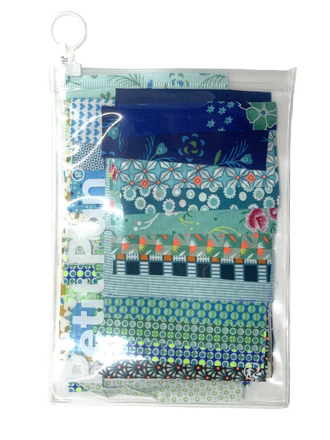 50-piece fabric-square bundle - bleu, vert,