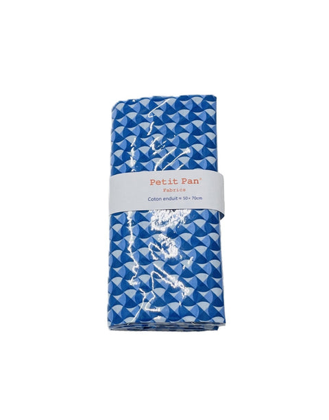 Laminated cotton precut 50 x 70 cm - Breizh Wave bleu marine