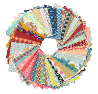 50-piece fabric-square bundle - Bleu, vert