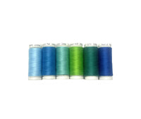 Sewing thread (6 x 200 m bobbins) - Bleu, vert