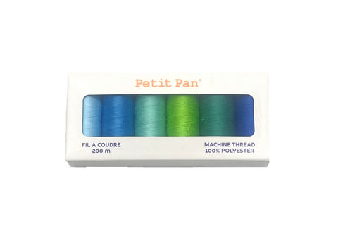 Sewing thread (6 x 200 m bobbins) - Bleu, vert