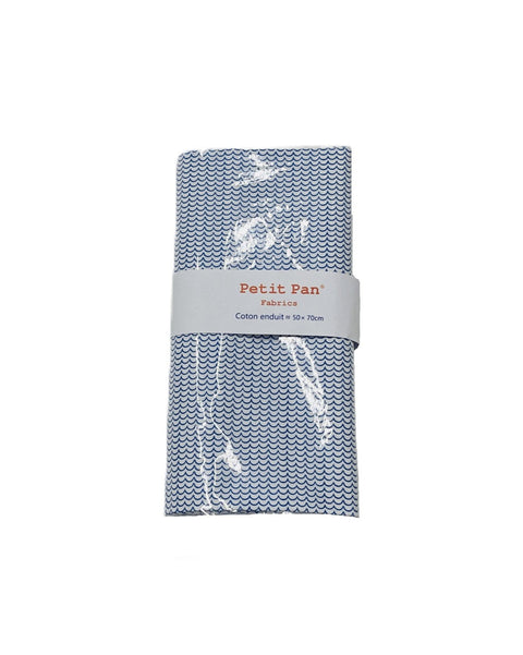 Laminated cotton precut 50 x 70 cm - Frimousse bleu marine