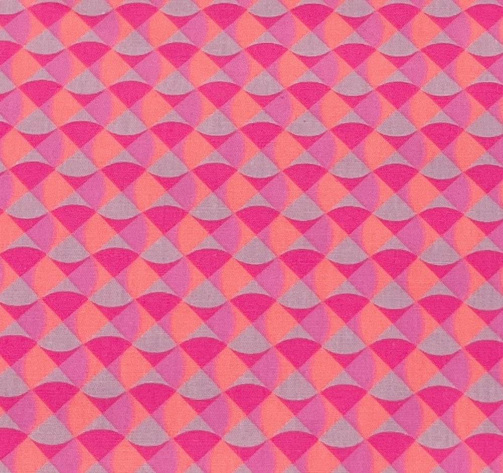 Cotton poplin 25 m - Breizh Wave rose fluo