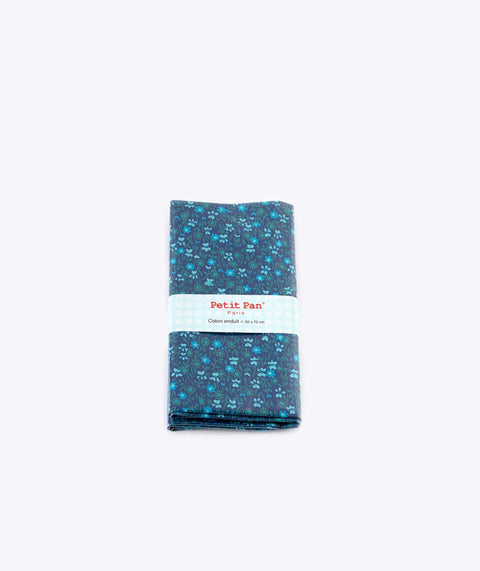 Coupon coton enduit Flower Power indigo