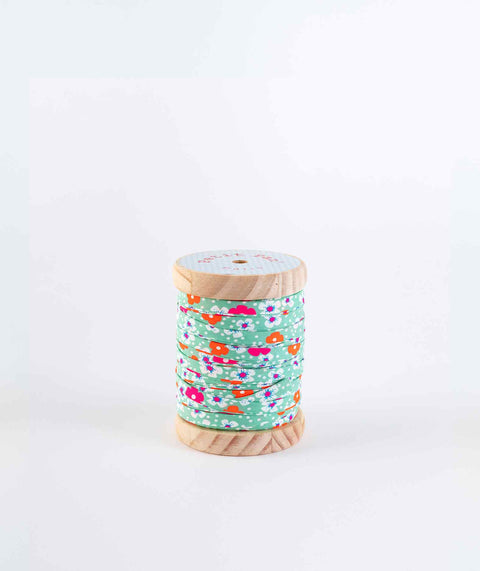 Fleurs des îles vert d'eau (bias tape)