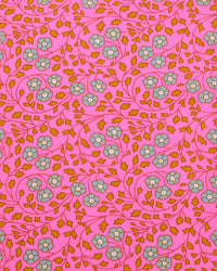 Coton 25M imprimé Aziza rose avec des motifs fleuris