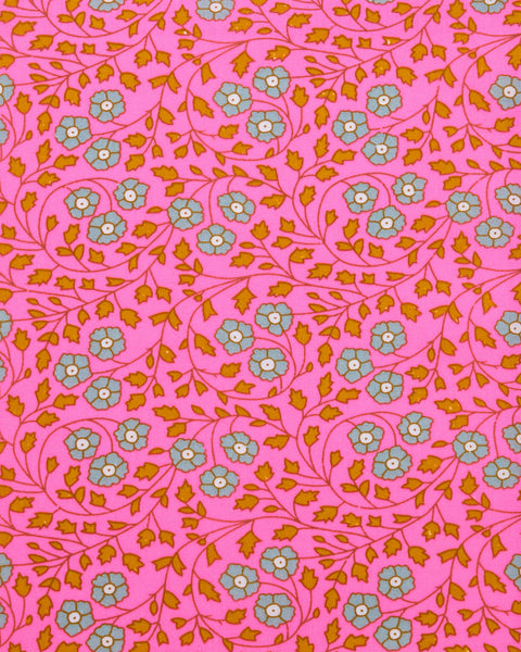 Coton enduit Aziza rose avec des motifs fleuris