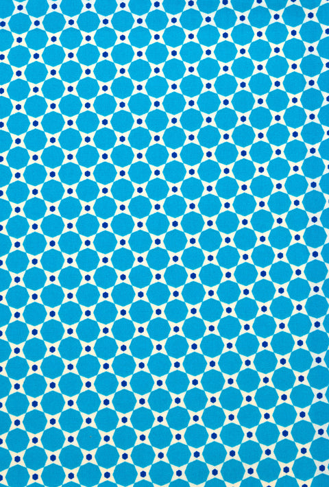 Coton imprimé Mimoun bleu avec des motifs arrondis