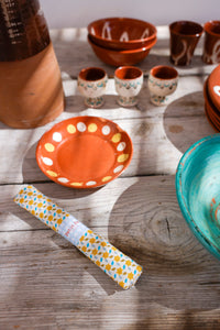 Coupon coton Moussem safran avec des motifs géométriques étoiles