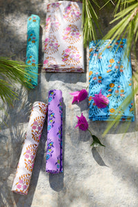 Coupon coton Shalin écru avec des motifs fleuris