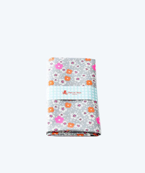 Coupon coton enduit Fleurs des îles gris PETIT PAN