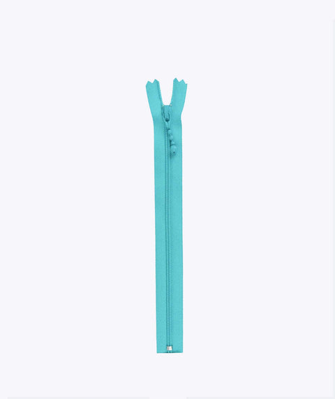 Azure blue beaded zip