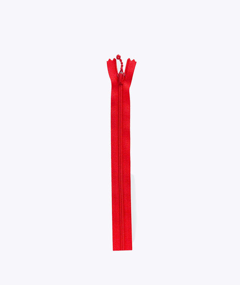Vermilion red beaded zip