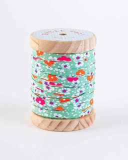 Bias tape 40 m - Fleurs des îles vert d'eau