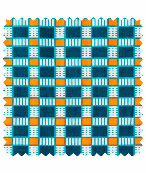 Coton imprimé Oki turquoise Petit Pan
